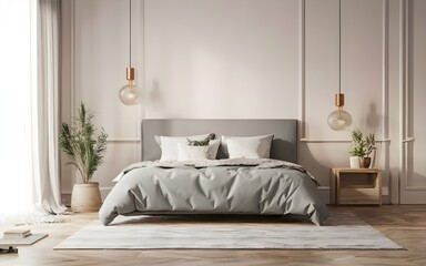 Fototapeta na wymiar 3d render of bedroom design interior modern ai generative 