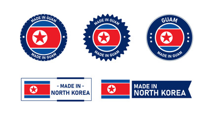 North Korea flag, Made in North Korea. Tag, Seal, Stamp, Flag, Icon vector