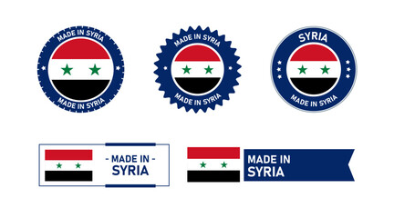 Syria flag, Made in Syria. Tag, Seal, Stamp, Flag, Icon vector