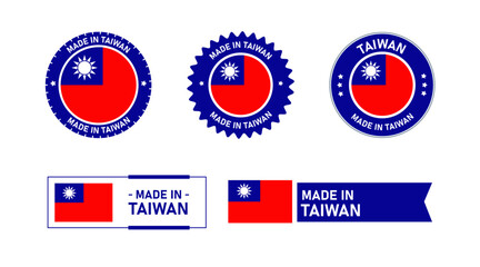Taiwan flag, Made in Taiwan. Tag, Seal, Stamp, Flag, Icon vector