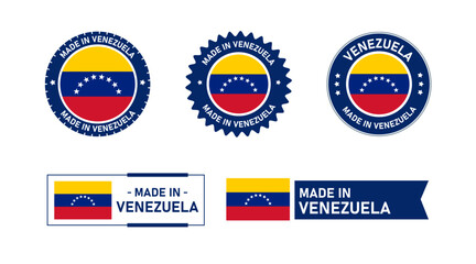 Venezuela flag, Made in Venezuela. Tag, Seal, Stamp, Flag, Icon vector
