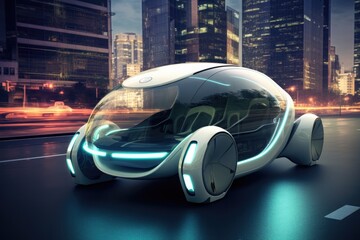 Futuristic ECO electric car, future city