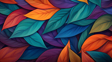 abstract colorful background with seamless pattern with colorful leaves