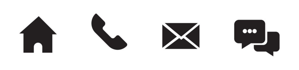 Contact information icons, business card and websites