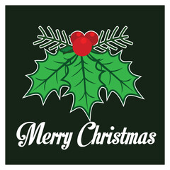 Merry Christmas text and background design. Happy new year concept card & clipart vector. New year themed icons.