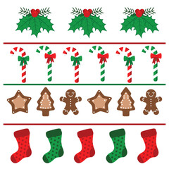happy new year 2024 background set. gingerbread icon. christmas greeting card elements. new year icons.