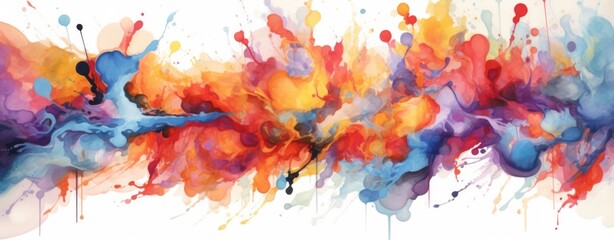 Vibrant Watercolor Explosion for Modern Abstract Banner Design.