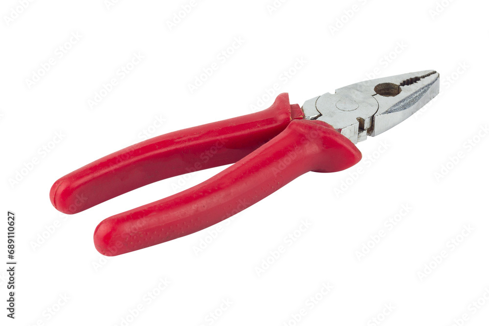 Sticker pliers, old rubber-handled pliers, isolate