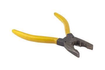 pliers, old rubber-handled pliers, isolate