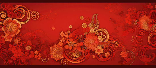 Chinese oriental style, Chinese new year in red and gold. Chinese festive celebration. Vector
