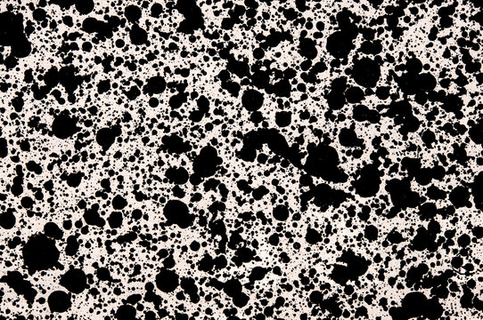 Random watercolor speckle dots. Brush painted stains. Black ink spots on white background.