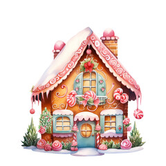 Christmas gingerbread house, candy house cartoon