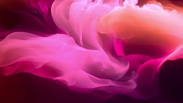 Red ruby Abstract slow motion shot of smoke article Fluid. paint drops mixing in water. Ink swirling underwater. Colored cloud abstract smoke explosion animation. 3D render particles 4k
