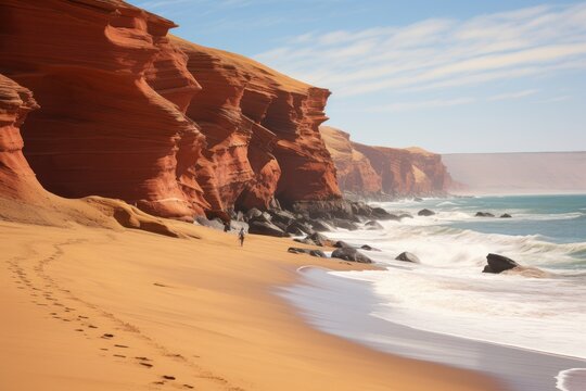 Red beach in Paracas National Reserve ()
