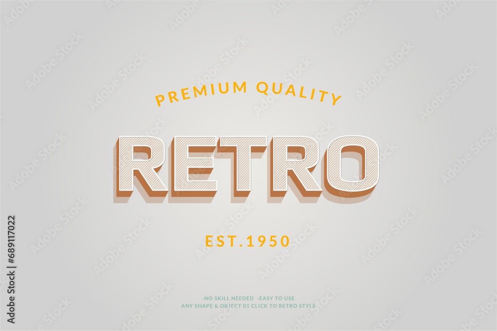 Poster Modern Vintage Text Effect Template With 3d Style Editable Object And font effect.