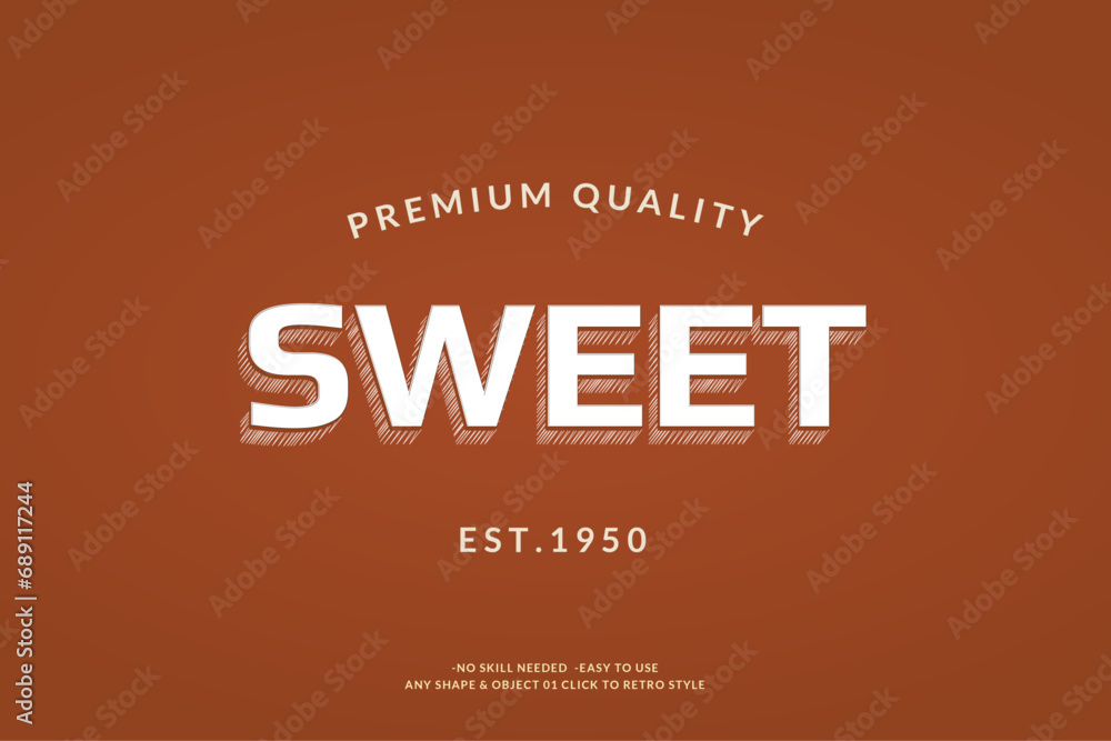 Poster Modern Vintage Text Effect Template With 3d Style Editable Object And font effect.