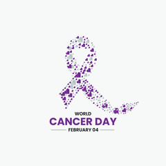 World Cancer Day concept. Cancer protection concept. Colorful cancer awareness ribbon design. Cancer day creative. 