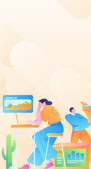 Business People Flat Vector Concept Operation Hand Drawn Illustration
