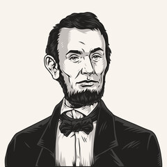 Abraham Lincoln monochrome vintage emblem
