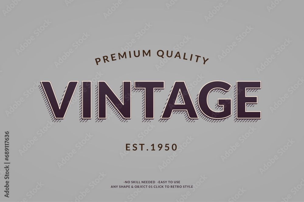 Poster Modern Vintage Text Effect Template With 3d Style Editable Object And font effect.
