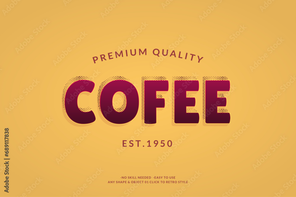 Poster Modern Vintage Text Effect Template With 3d Style Editable Object And font effect.