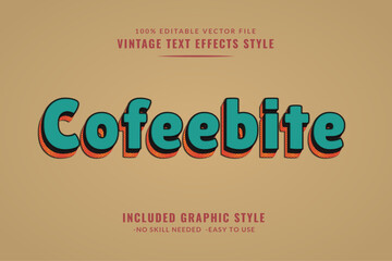 Modern Vintage Text Effect Template With 3d Style Editable Object And font effect.