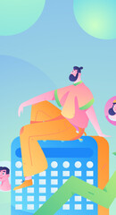 Business People Flat Vector Concept Operation Hand Drawn Illustration
