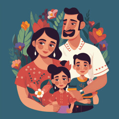 Vector flat Illustration of a loving family