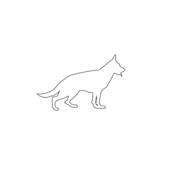 German Shepherd silhouette flat line icon vector sign