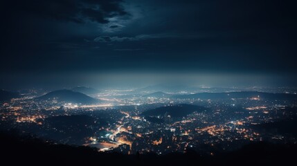 aerial view, night city view with night sky. natural winter night view in