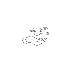 Hand with keys icon on the white background. Vector