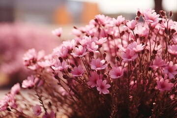 Pink flowers, selective soft focus, shallow depth of field, vintage tone