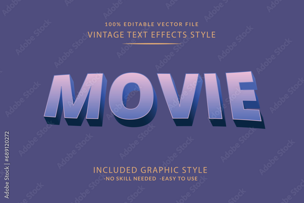 Poster Modern Vintage Text Effect Template With 3d Style Editable Object And font effect.