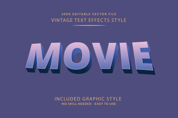 Modern Vintage Text Effect Template With 3d Style Editable Object And font effect.