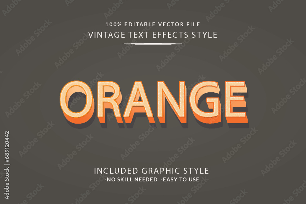 Poster Modern Vintage Text Effect Template With 3d Style Editable Object And font effect.
