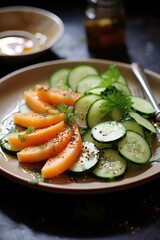 A summer melon and cucumber salad.