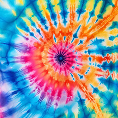 Tie dye shibori psychedelic 60s, 70s pattern. Watercolour vivid abstract texture. Tie Dye colourful background. Hand drawn ornamental. Print for textile, fabric, wallpaper, wrapping paper