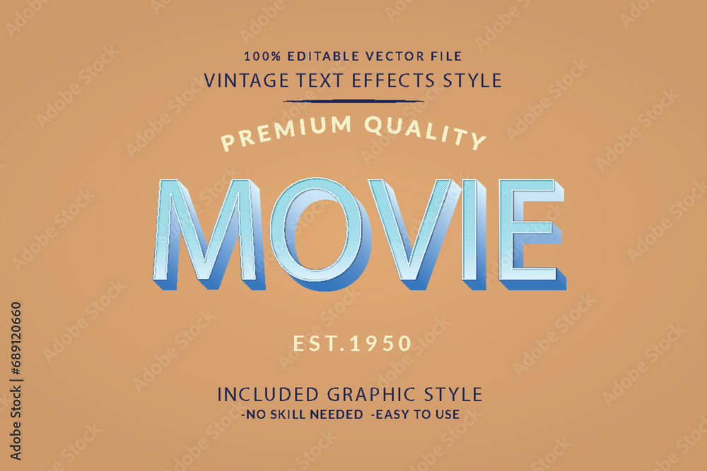 Poster Modern Vintage Text Effect Template With 3d Style Editable Object And font effect.