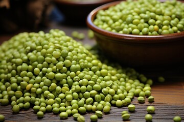 Many mung beans on table