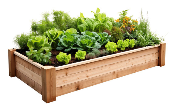 Wooden Raised Bed Garden Kit On Isolated Background