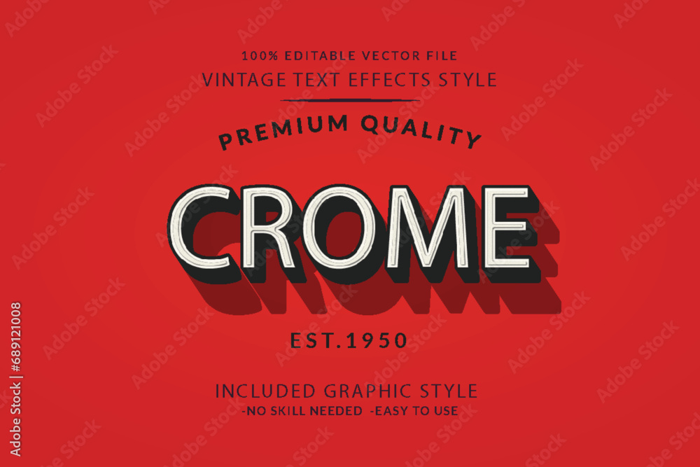 Poster Modern Vintage Text Effect Template With 3d Style Editable Object And font effect.