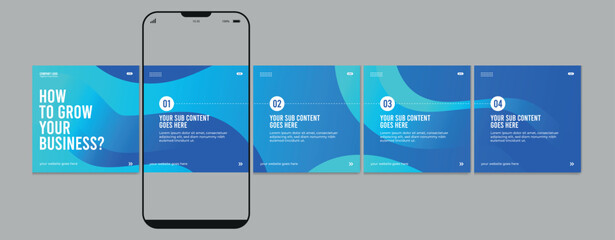 Set of Linkedin Carousel Post, editable social media Instagram carousel post, modern and creative business carousel post template, eps 10.