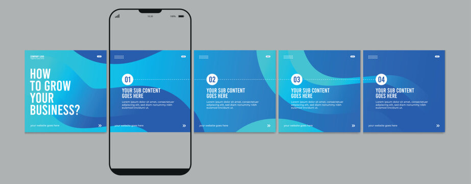 Set of Linkedin Carousel Post, editable social media Instagram carousel post, modern and creative business carousel post template, eps 10.