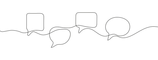 Messages, speech bubble vector continuous line drawing icons. Hint, conversation icon. - obrazy, fototapety, plakaty