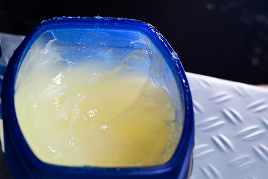Petroleum jelly in a jar. Close up shot