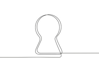 Keyhole icon in continuous line style. Keyhole of door sign vector, data locking abstraction, secret data, secret. Castle in hand drawn style.