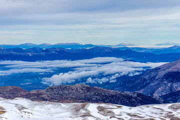 he scenic view of the Gömbe Akdağ, (Uyluktepe), 3024 m. high over Subaşı Plateau in Antalya