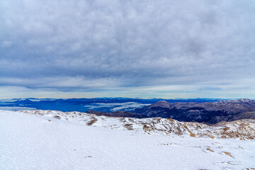 he scenic view of the Gömbe Akdağ, (Uyluktepe), 3024 m. high over Subaşı Plateau in Antalya