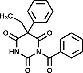 Benzobarbital structural formula, vector illustration