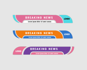 Colorful simple clean geometric lower third banner template design  Vector , streaming , sport news
